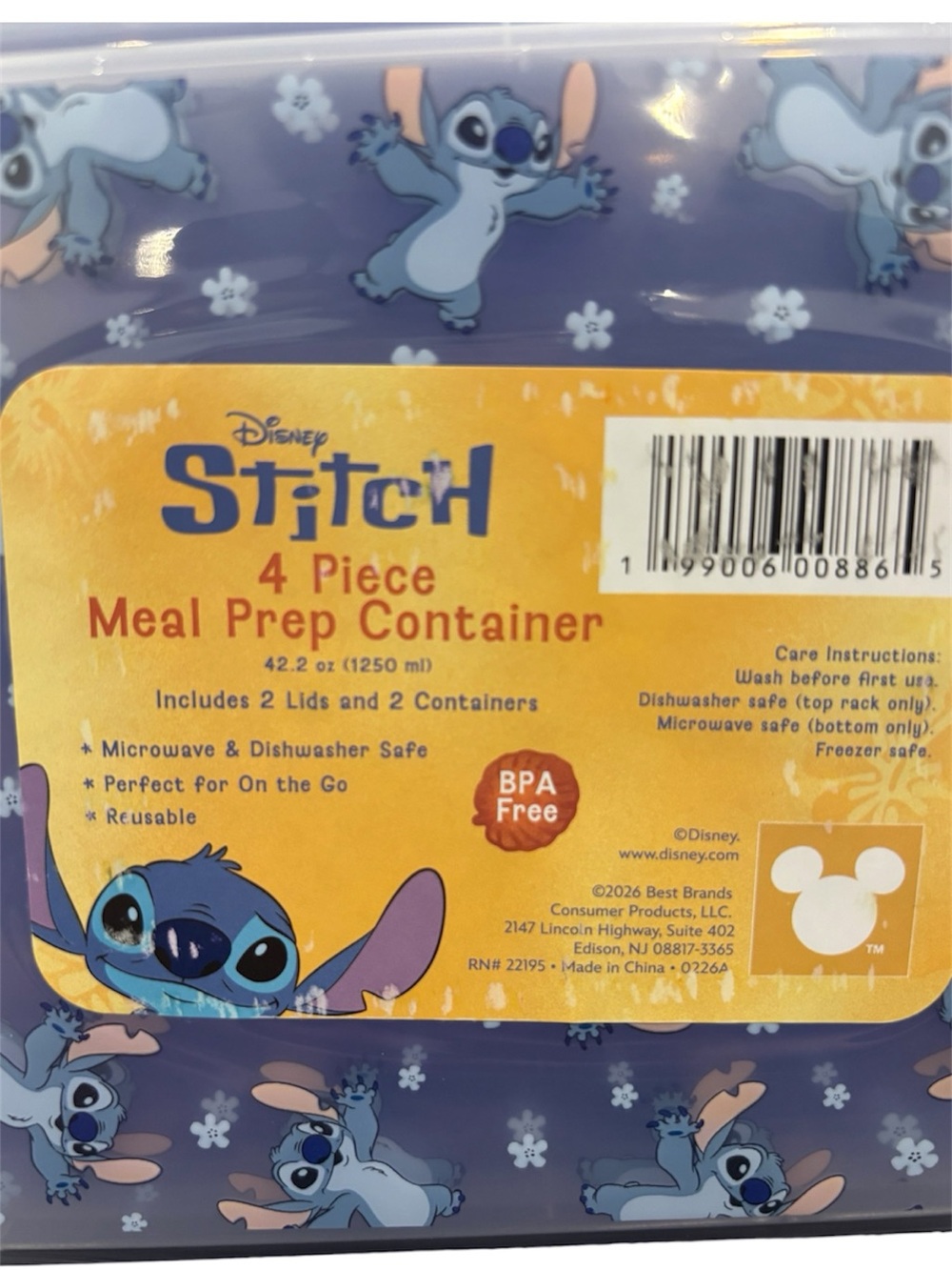 Disney Stitch Blue Meal Prep Container Set 2pK NEW - Picture 2 of 4